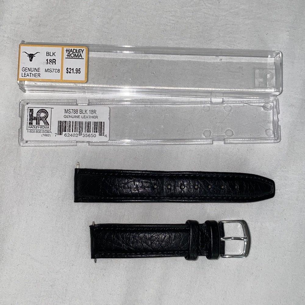 Black leather watch band